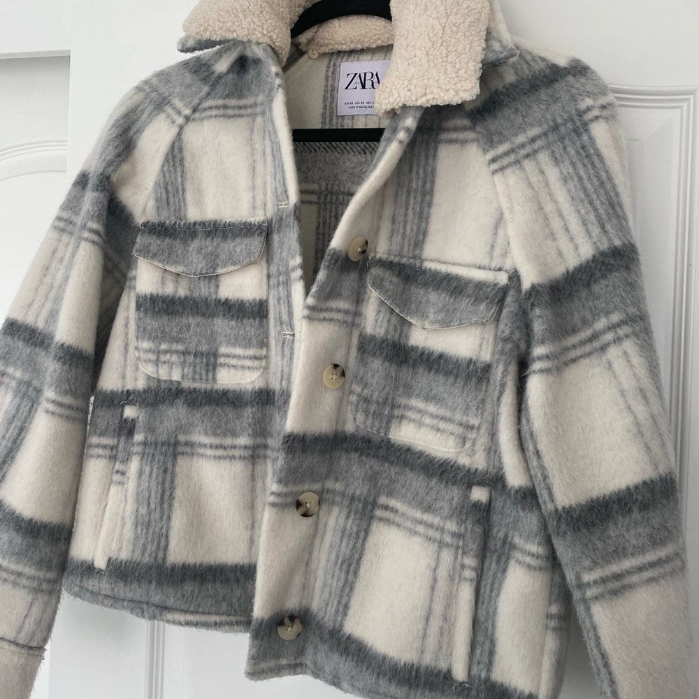Zara Gray Plaid Jacket